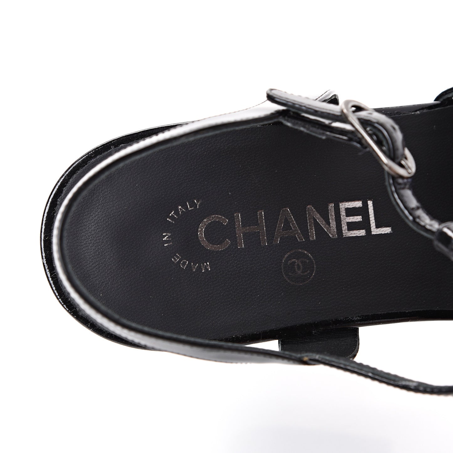 Patent CC T Strap Platform Wedges 37.5 Black