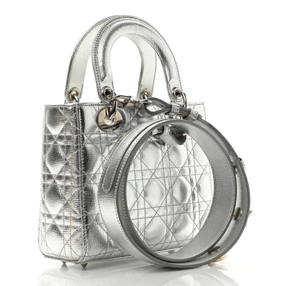 Christian Dior Metallic Grained Calfskin Cannage Small Lucky Badges My Lady Dior Silver 3 of 12
