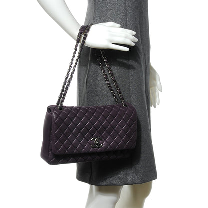 Chanel Iridescent Calfskin Quilted Large New Bubble Flap Plum 2 of 8
