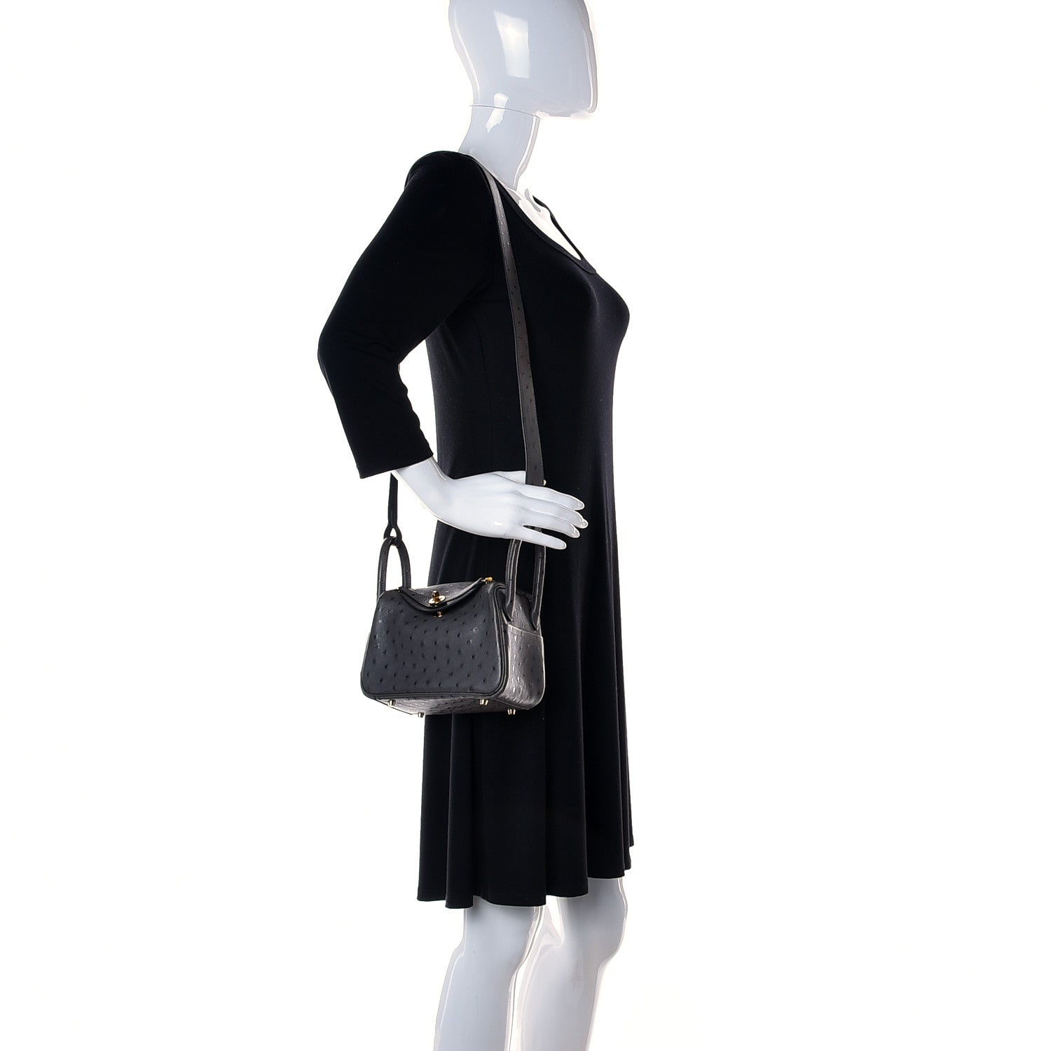 Hermes Ostrich Mini Lindy 20 Graphite 2 of 11