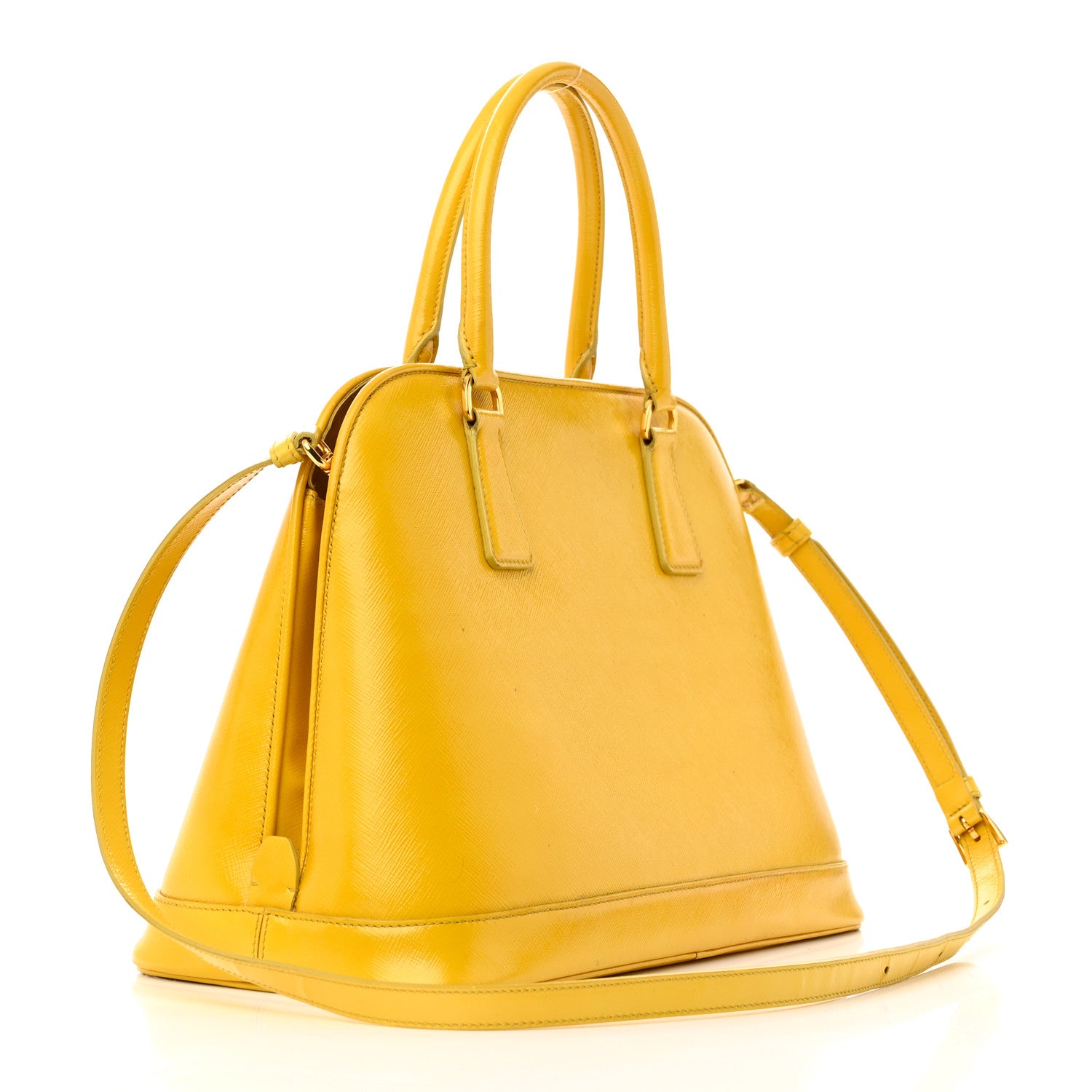 Prada Saffiano Vernice Medium Open Promenade Tote Ananas 3 of 27