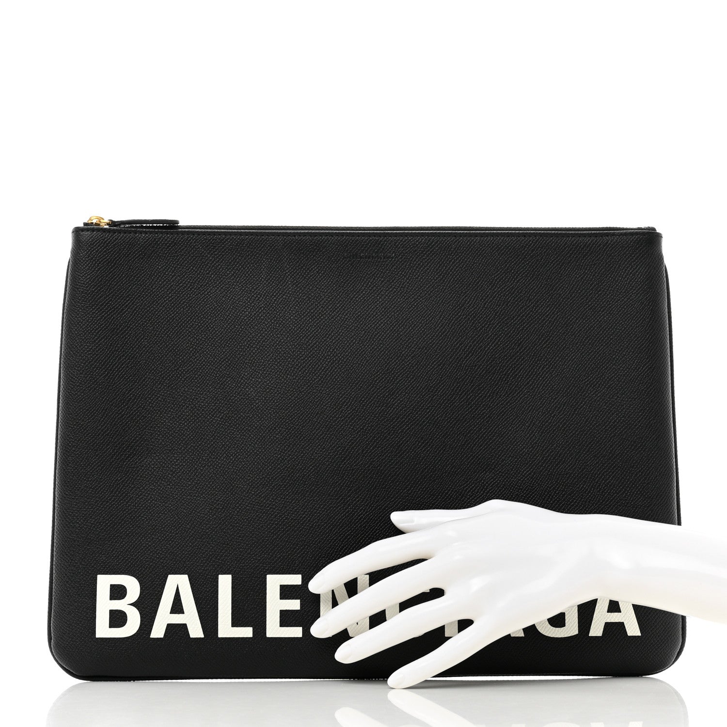Balenciaga Grained Calfskin Large Ville Zip Pouch Black 2 of 7