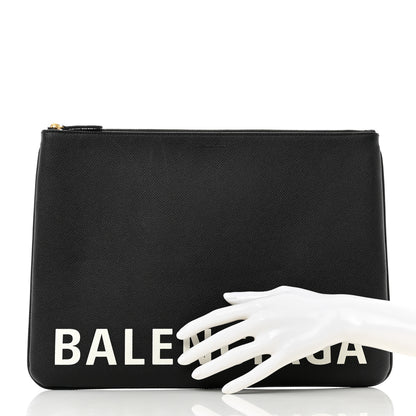 Balenciaga Grained Calfskin Large Ville Zip Pouch Black 2 of 7
