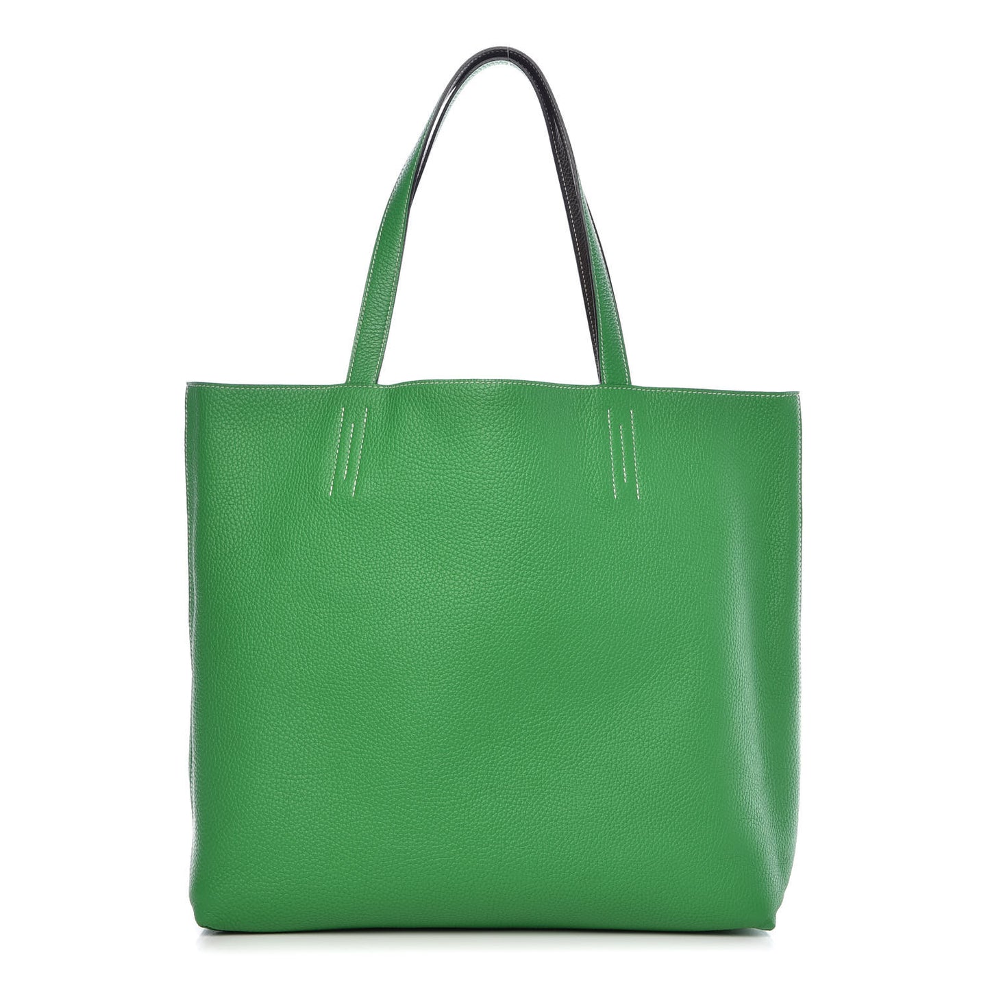 Taurillon Clemence Double Sens 36 Reversible Tote Vert De Gris Bamboo