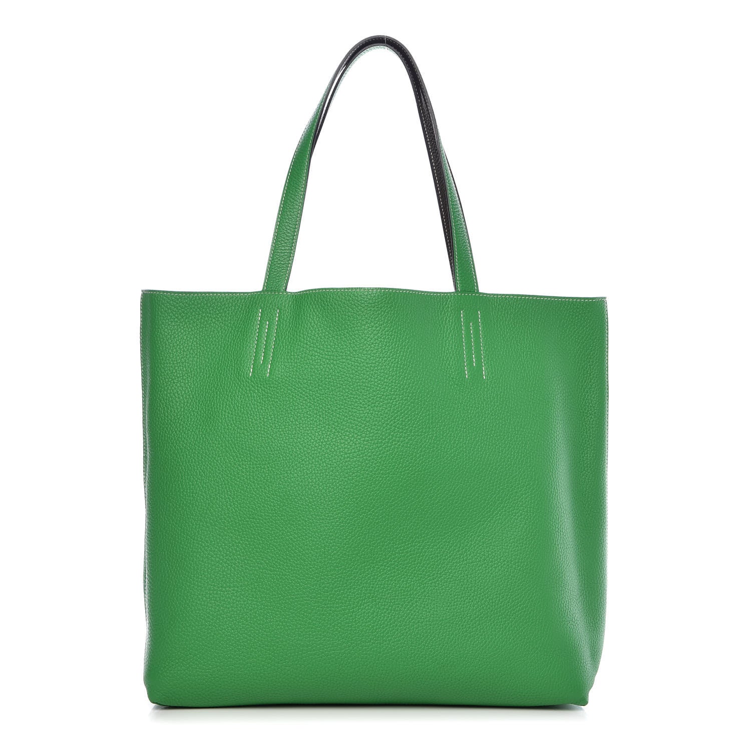 Hermes Taurillon Clemence Double Sens 36 Reversible Tote Vert De Gris Bamboo 4 of 13