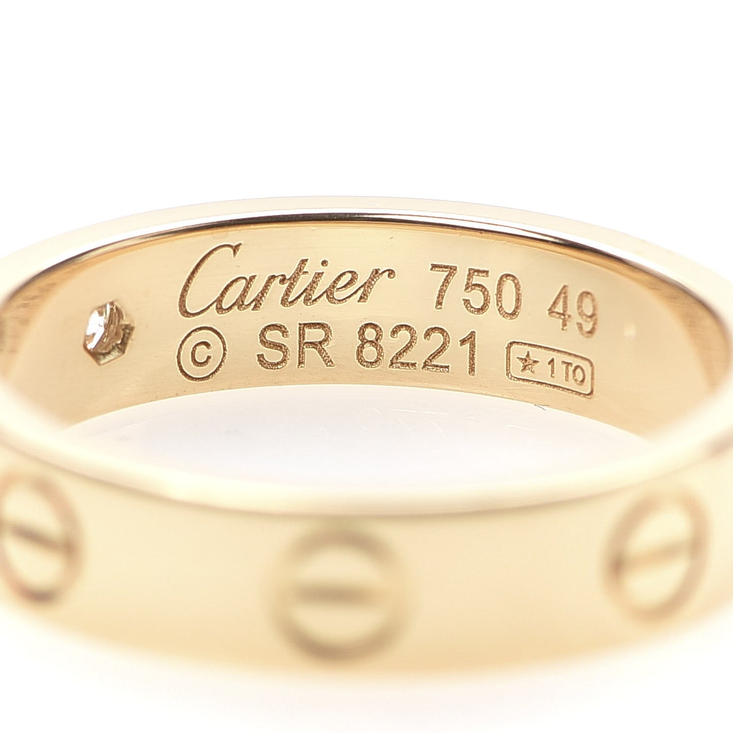 18K Yellow Gold Diamond 4mm LOVE Wedding Band Ring 49 4.75