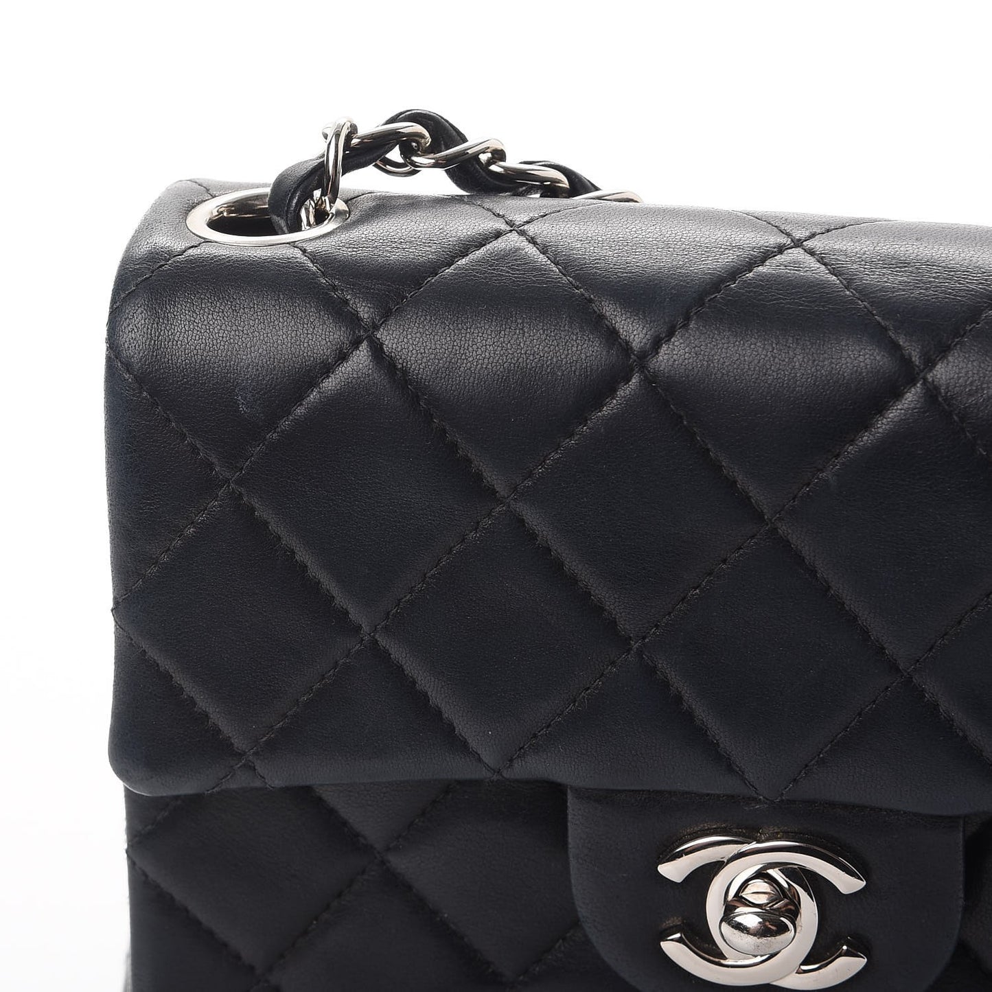 Lambskin Quilted Mini Square Flap Black