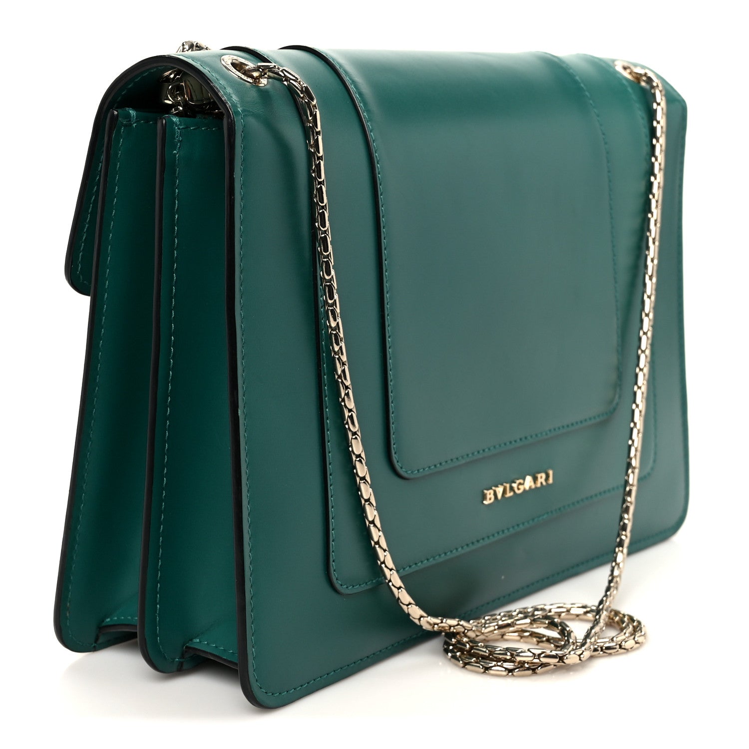 Bulgari Calfskin Serpenti Forever Shoulder Bag Emerald Green 3 of 11