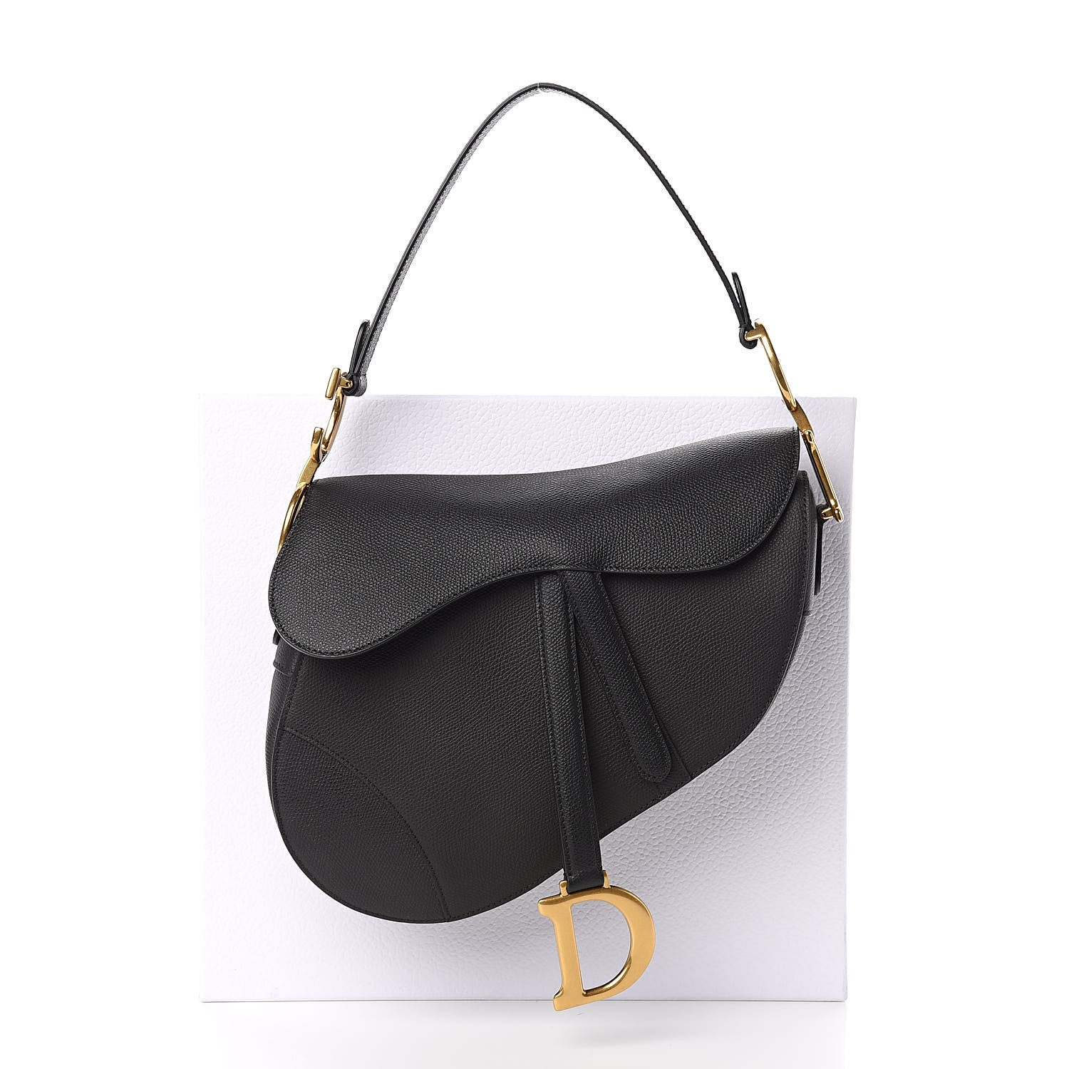 Christian Dior Grained Calfskin Saddle Bag Black 11 of 11