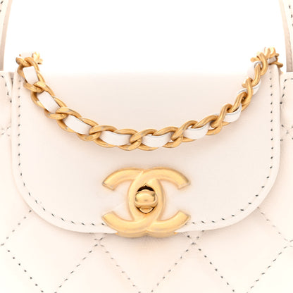 Chanel Shiny Aged Calfskin Quilted Nano Kelly Shopper White 8 of 12