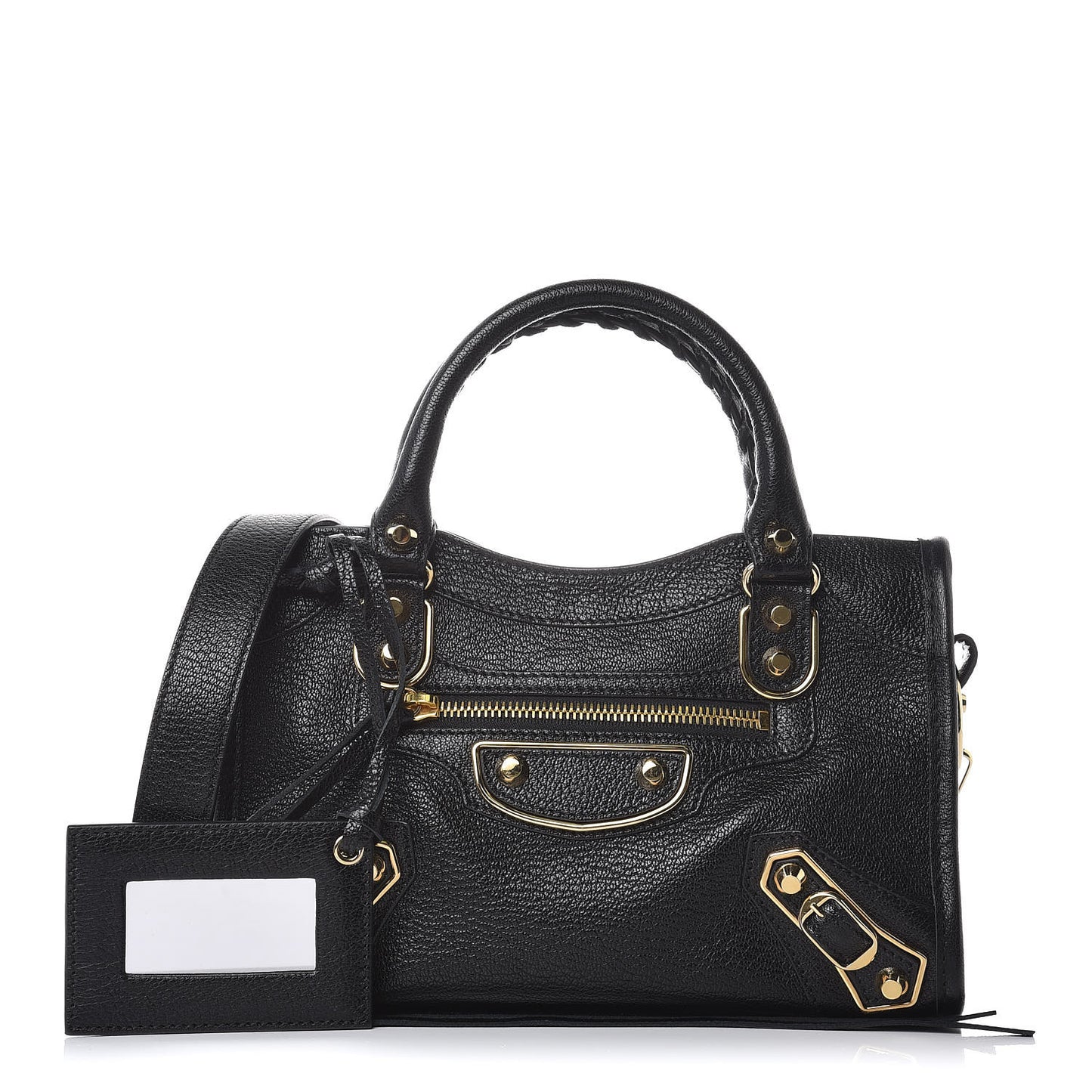 Chevre Gold Metallic Edge Hardware Mini City Black