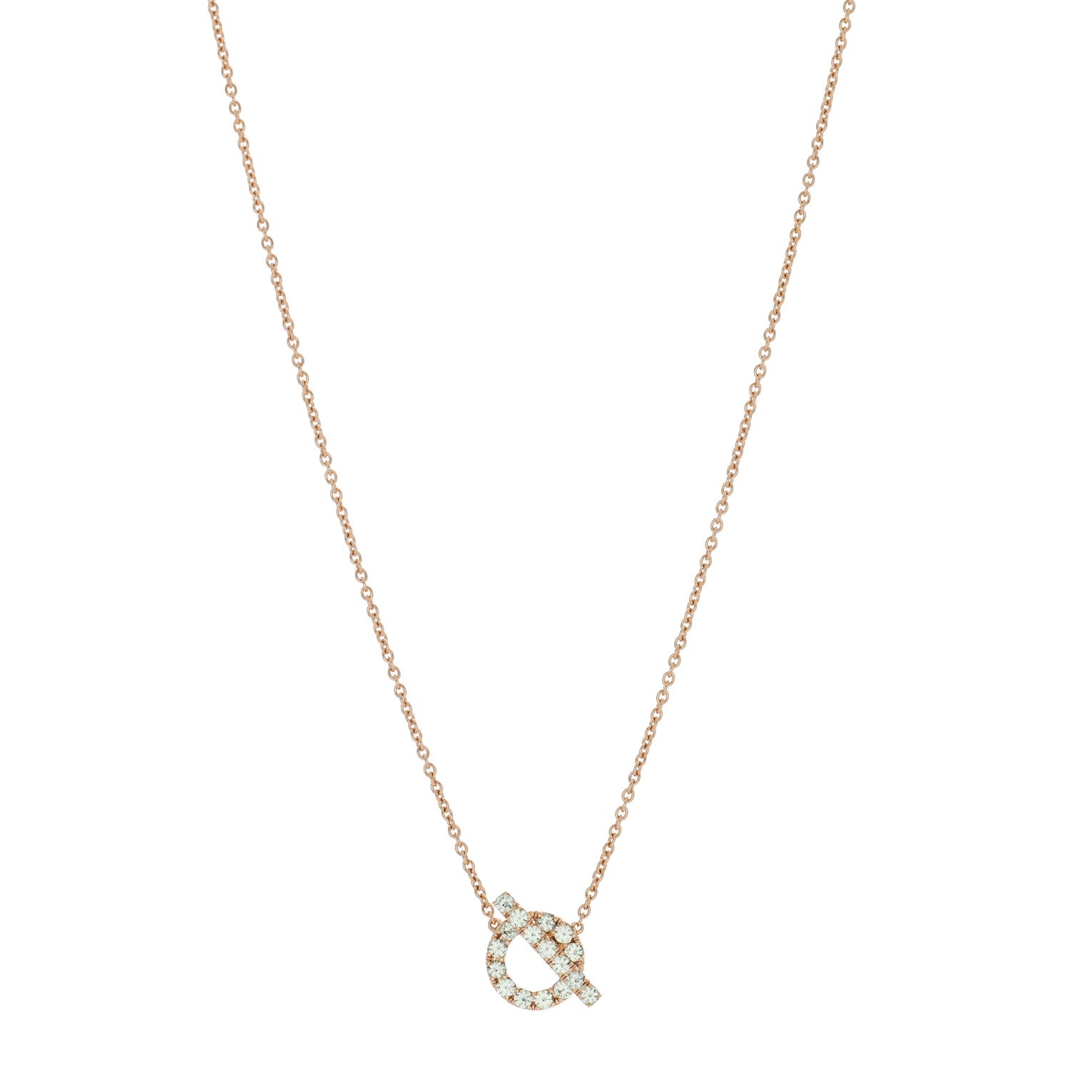 Hermes 18K Rose Gold Green Sapphire Finesse Pendant Necklace 1 of 6