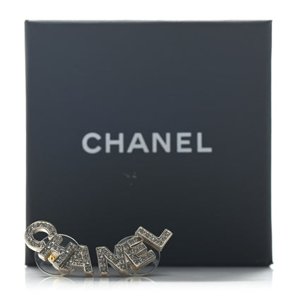 Chanel Crystal Pearl Signature Stud Earrings Gold 5 of 5