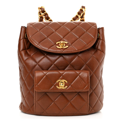 Chanel Lambskin Quilted Drawstring Backpack Brown 1 of 16