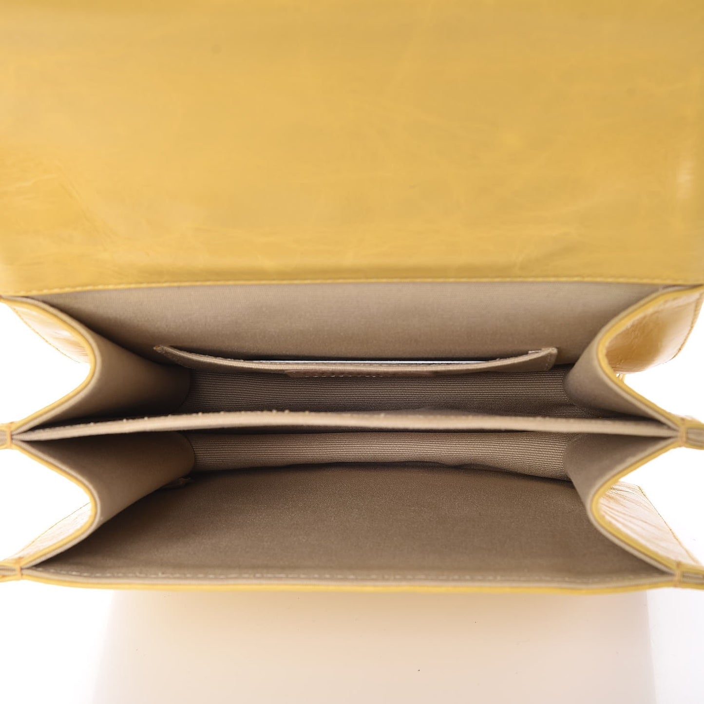 Glazed Calfskin Quilted Rita Top Handle Flap Yellow