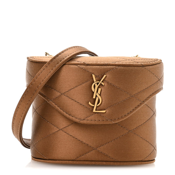 Saint Laurent Satin Matelasse Monogram Micro June Box Bag Bitter