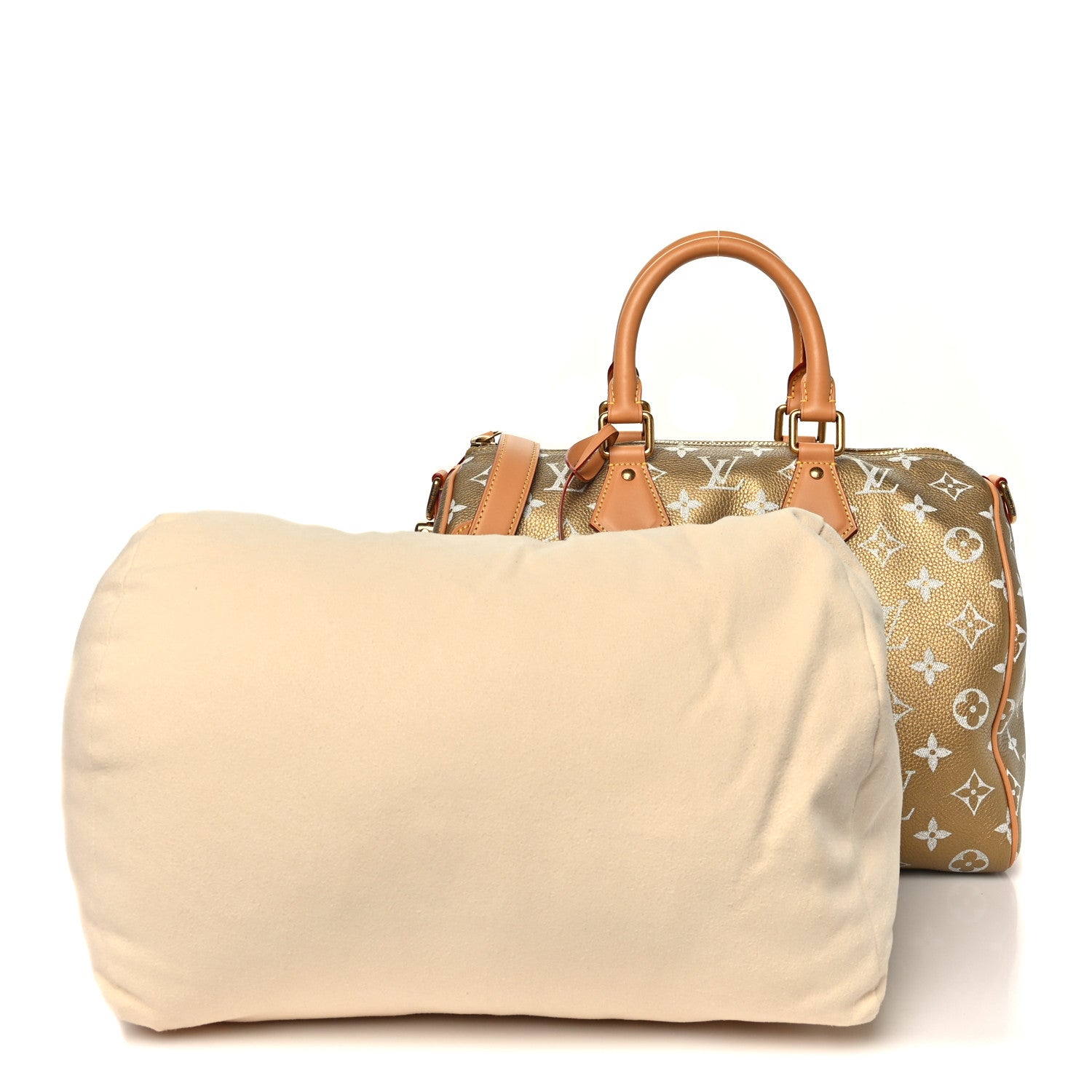 Louis Vuitton Metallic Calfskin Monogram Speedy P9 Bandouliere 30 Gold Kintsugi 4 of 11