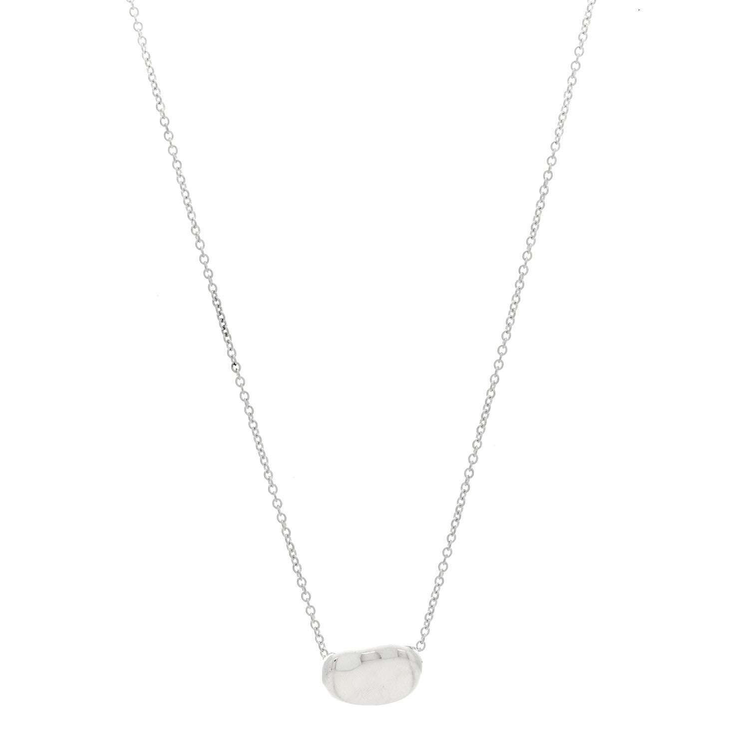 Tiffany Sterling Silver 11mm Elsa Peretti Bean Pendant Necklace 1 of 5