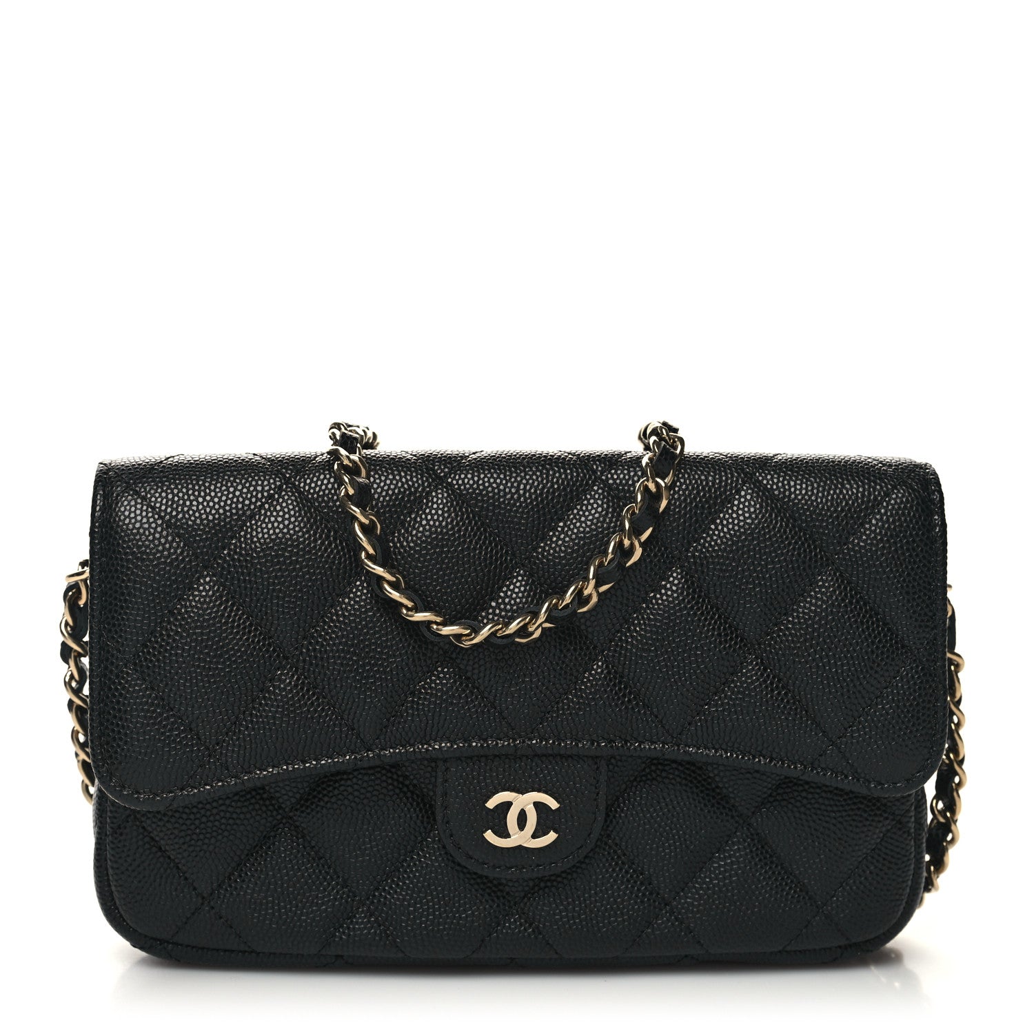 Chanel Caviar Quilted Flap Phone Holder With Chain Black 1 of 11