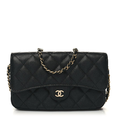 Chanel Caviar Quilted Flap Phone Holder With Chain Black 1 of 11