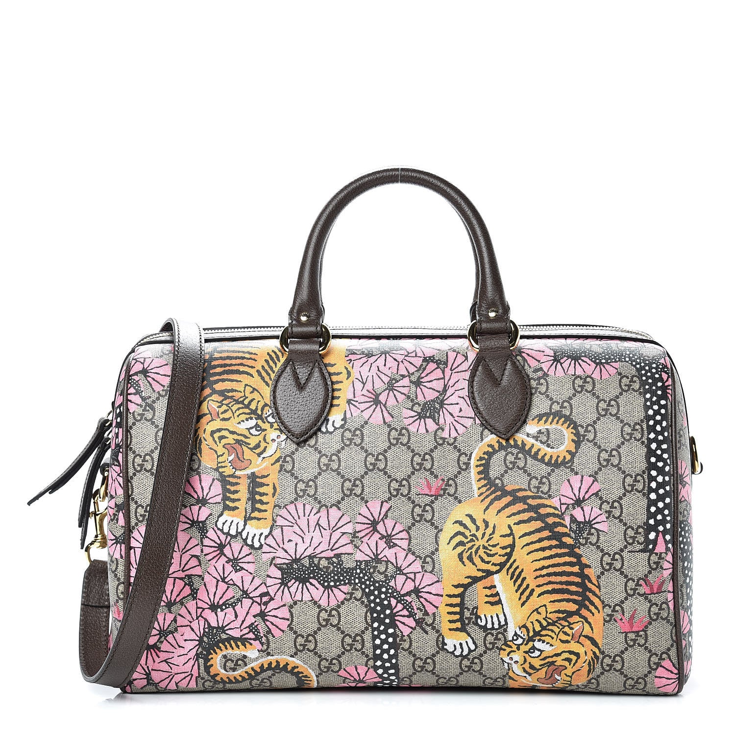Gucci GG Supreme Monogram Bengal Medium Boston Beige PInk 1 of 12