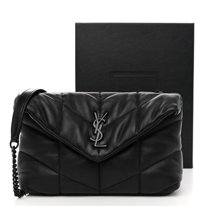Saint Laurent Lambskin Quilted Toy Loulou Puffer Monogram Chain Satchel Black 10 of 10