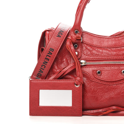 Balenciaga Agneau Classic Silver Hardware Mini City Logo Strap Rouge Cardinal Black 12 of 13