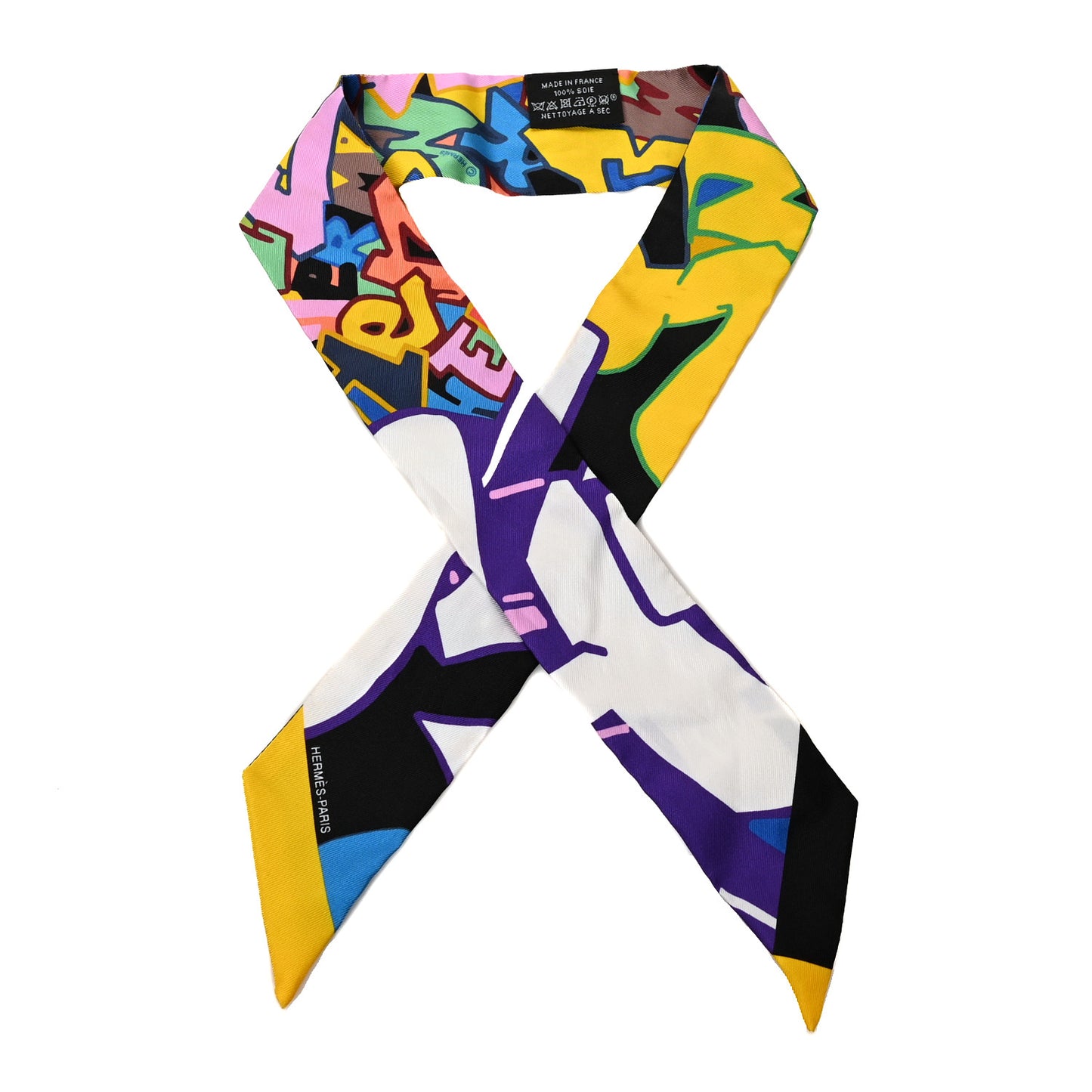 Silk Graff Graffiti Twilly Black Jaune Vert