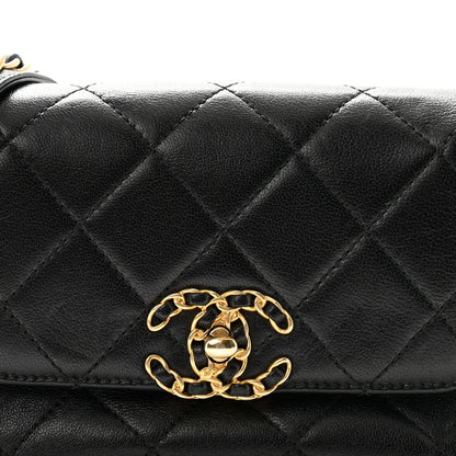 Chanel Lambskin Quilted Chain Infinity Waist Belt Bag Black 7 of 11