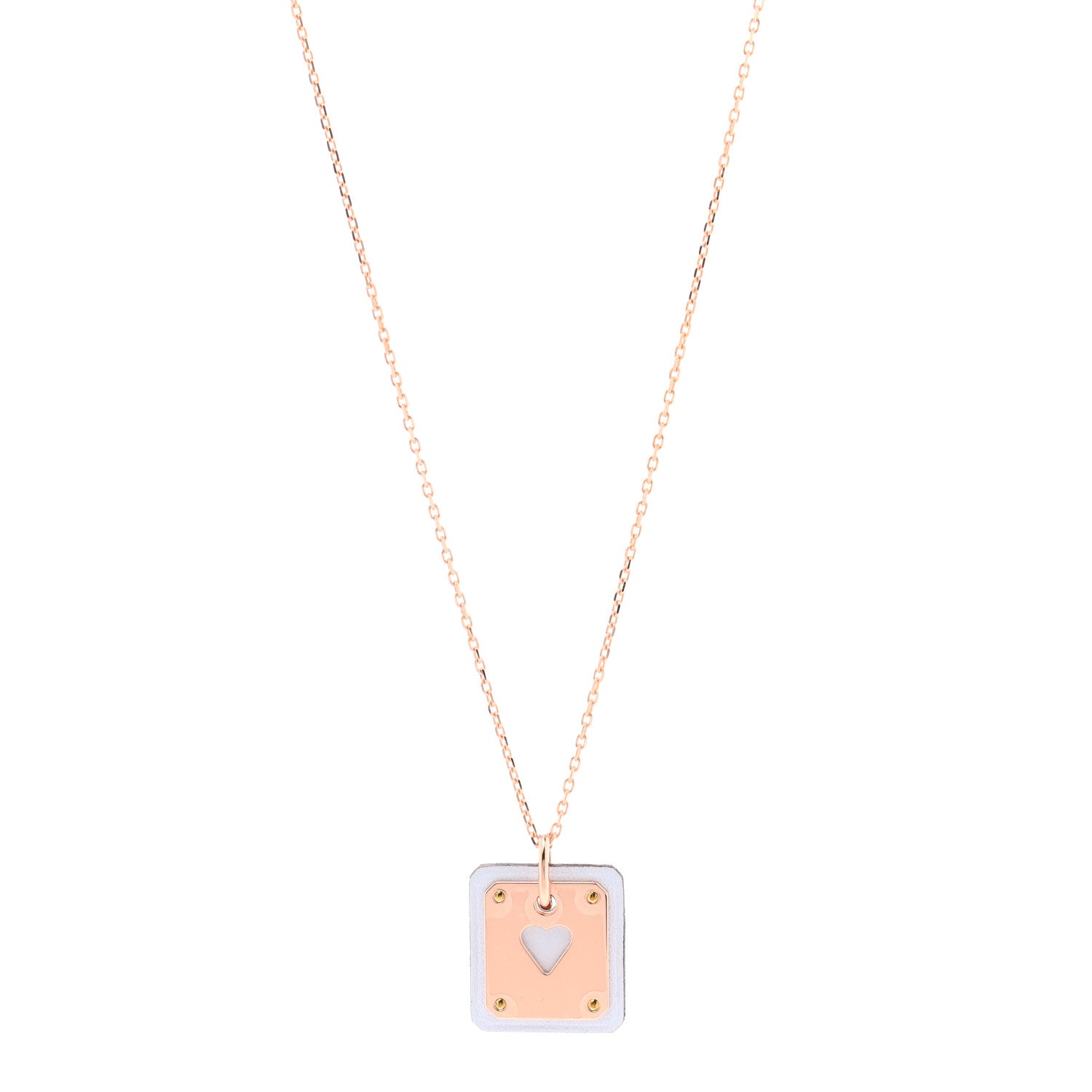 Hermes Rose Gols Plated Swift As De Coeur Necklace Bleu Brume 1 of 9