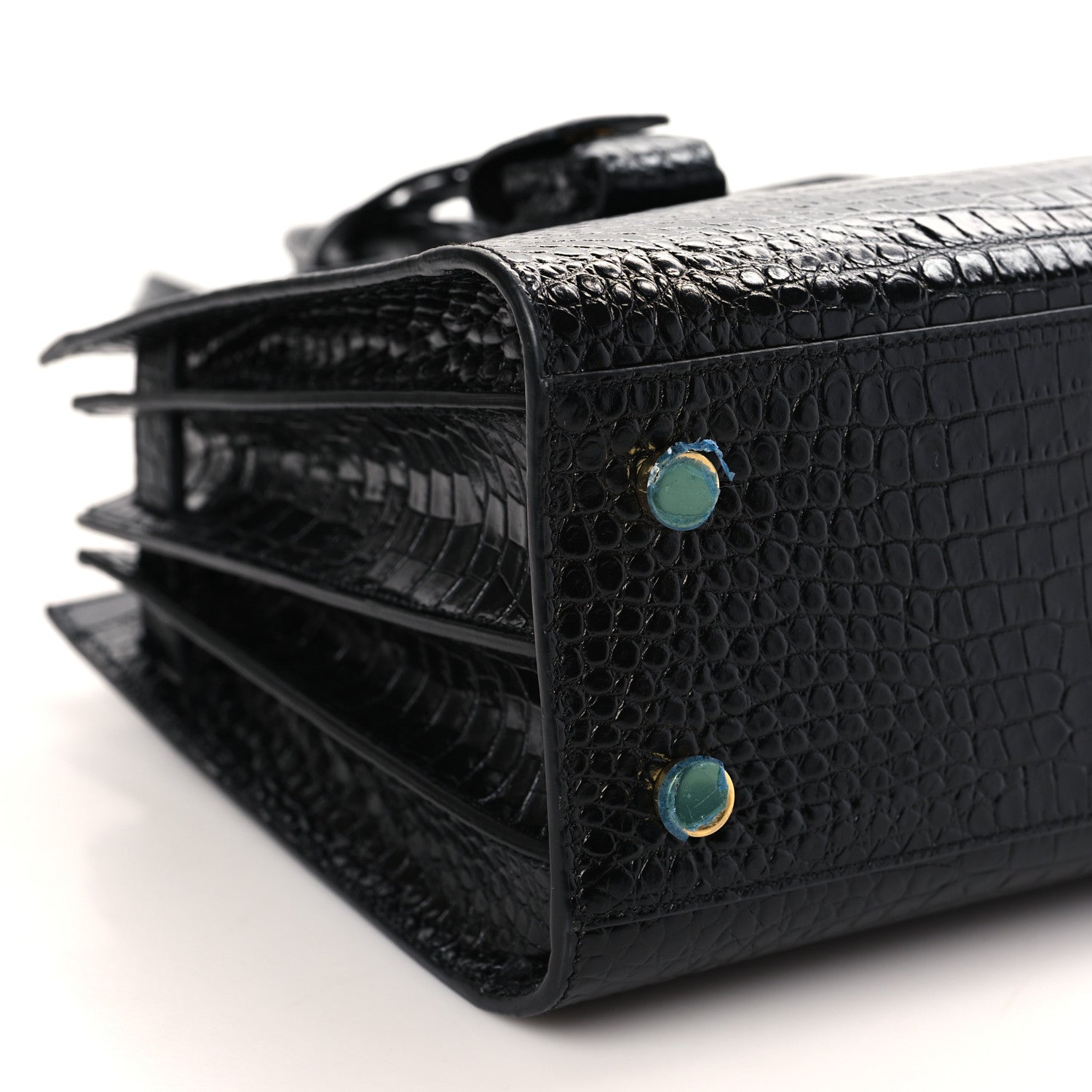 Saint Laurent Calfskin Crocodile Embossed Baby Sac De Jour Black 8 of 10