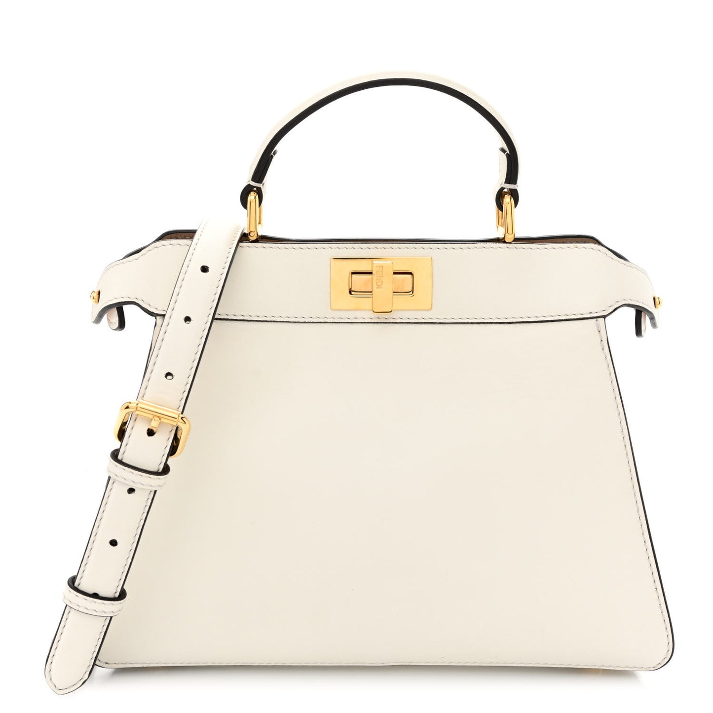 Vitello Seta Nappa Bi-Color Small Peekaboo I SEE U Satchel White Ice Light Rose Tortora