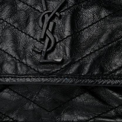 Saint Laurent Crinkled Calfskin Matelasse Monogram Baby Niki Chain Satchel Black 7 of 8