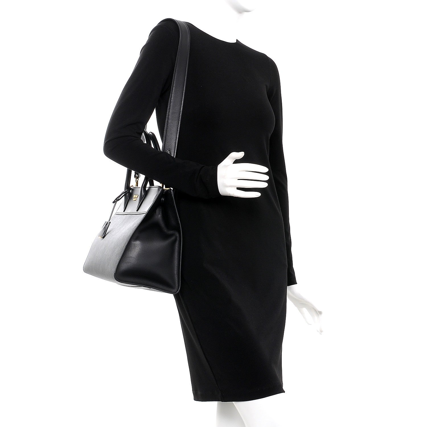 Prada Saffiano City Calfskin Paradigme Bag Black 2 of 9