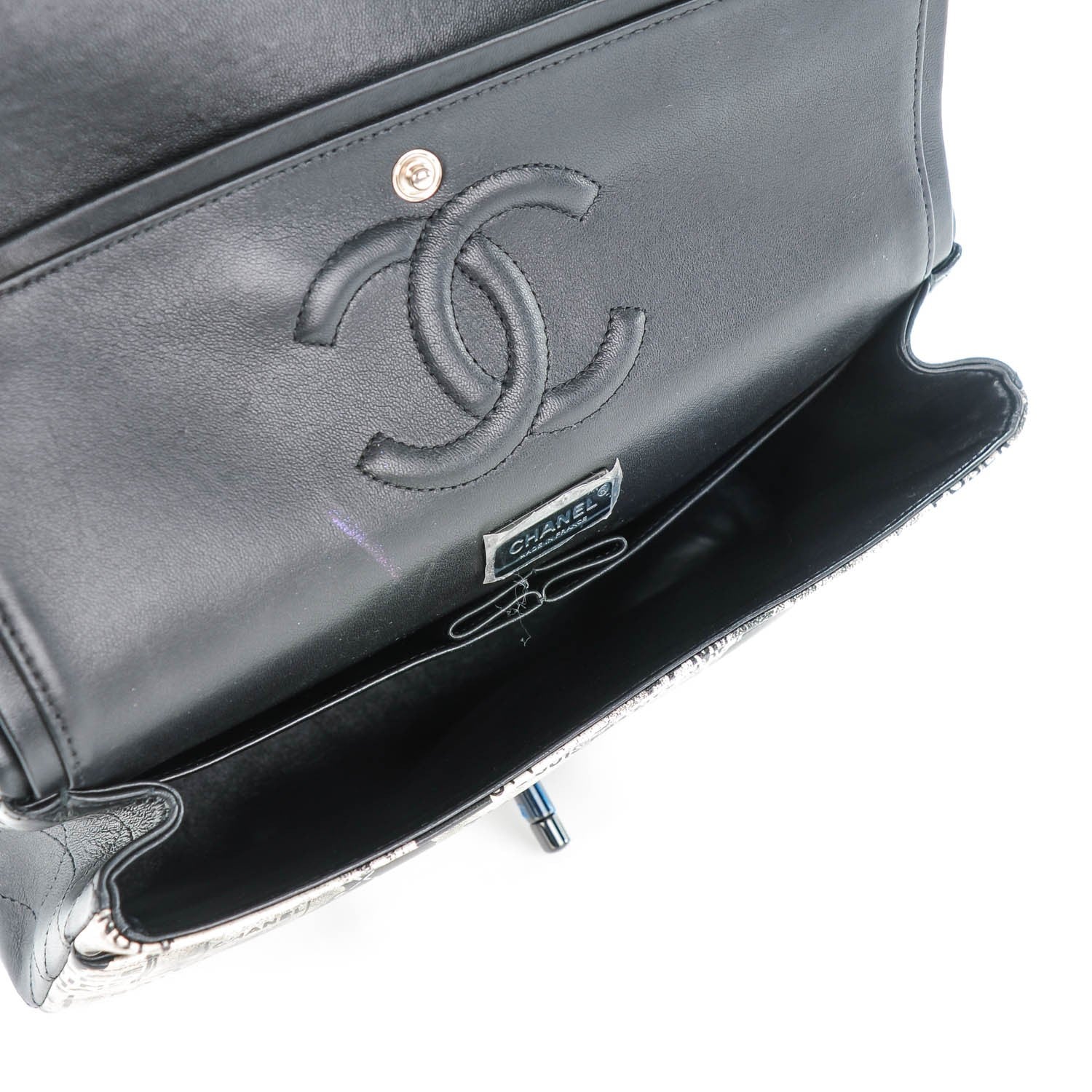 Chanel Lambskin Hand Painted Medium Double Flap Black 8 of 9