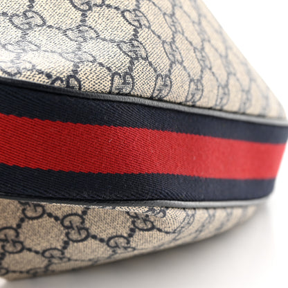 Gucci GG Supreme Monogram Textured Calfskin Web Large Attache Shoulder Bag Beige Blue 12 of 14