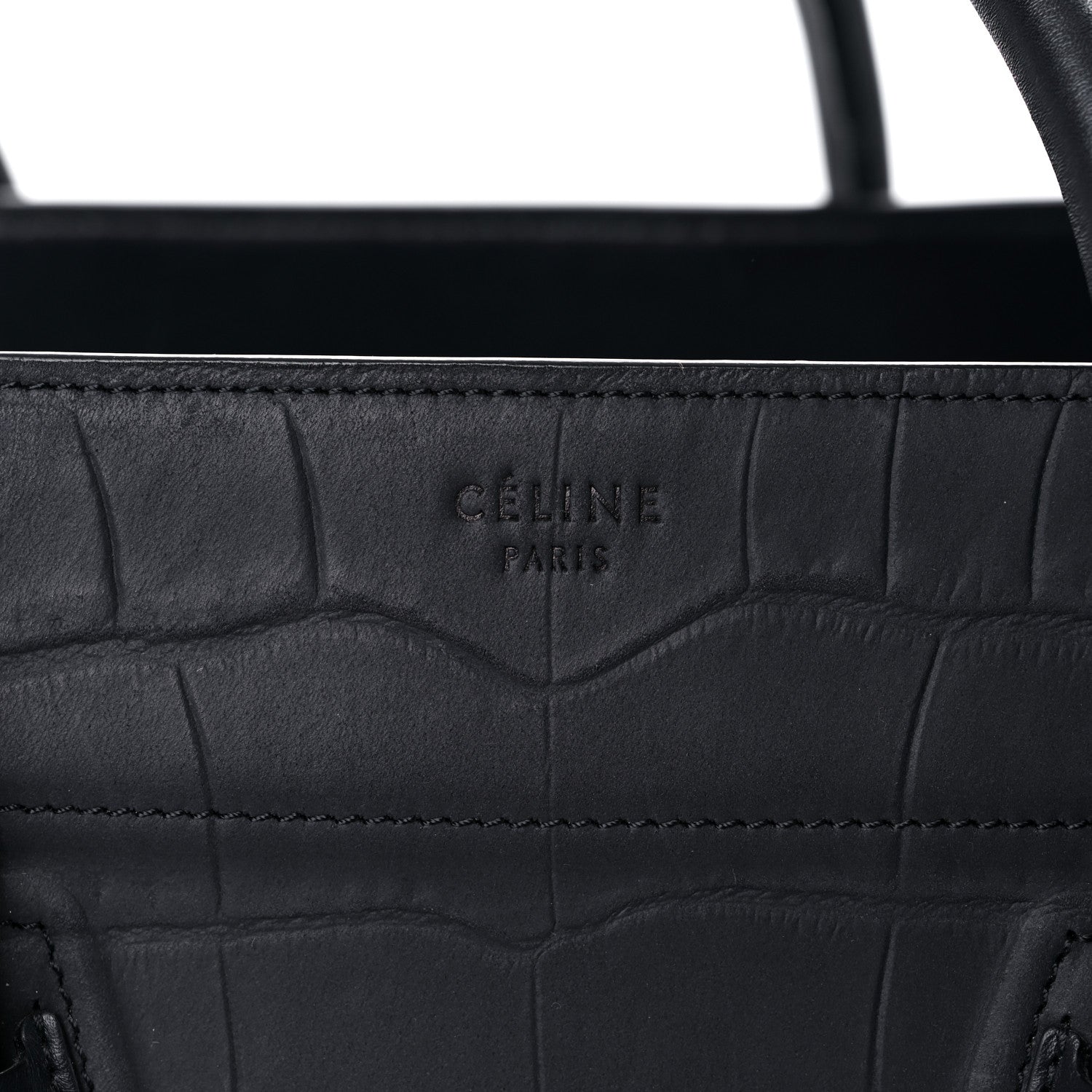 Celine Crocodile Embossed Calfskin Medium Phantom Luggage Navy Blue 22 of 25