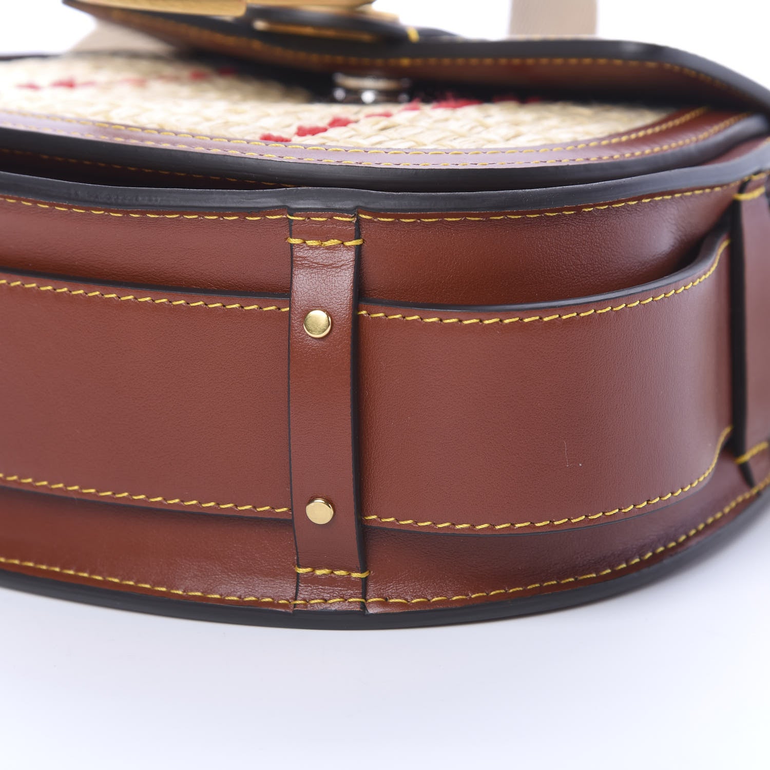Chloe Calfskin Raffia Embroidered Small Tess Bag Sepia Brown 9 of 9