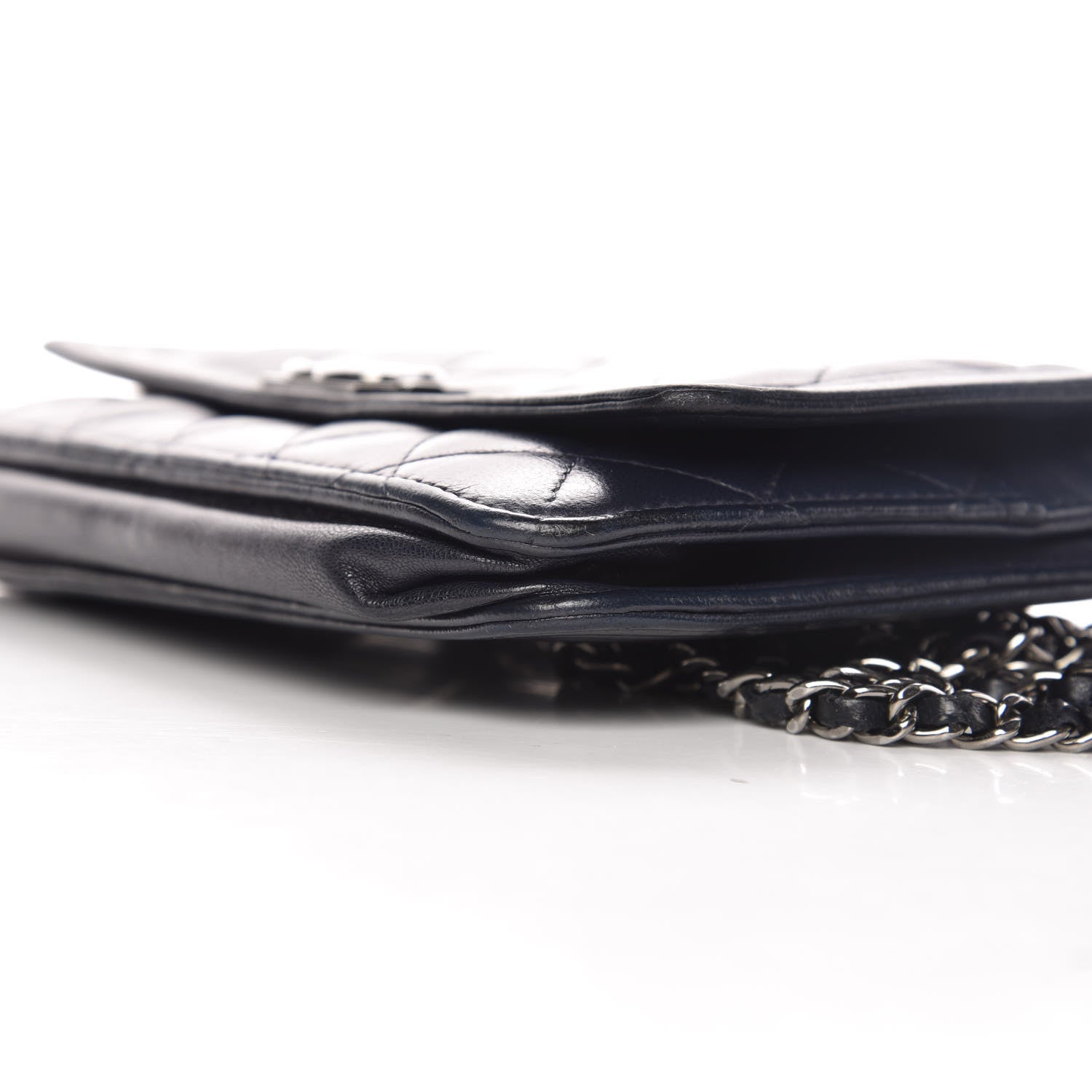 Chanel Lambskin Quilted Boy Wallet On Chain WOC Navy Blue 12 of 16