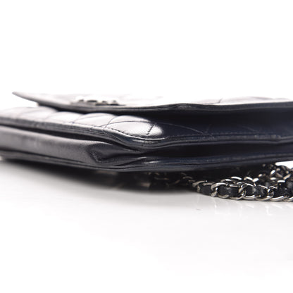 Chanel Lambskin Quilted Boy Wallet On Chain WOC Navy Blue 12 of 16