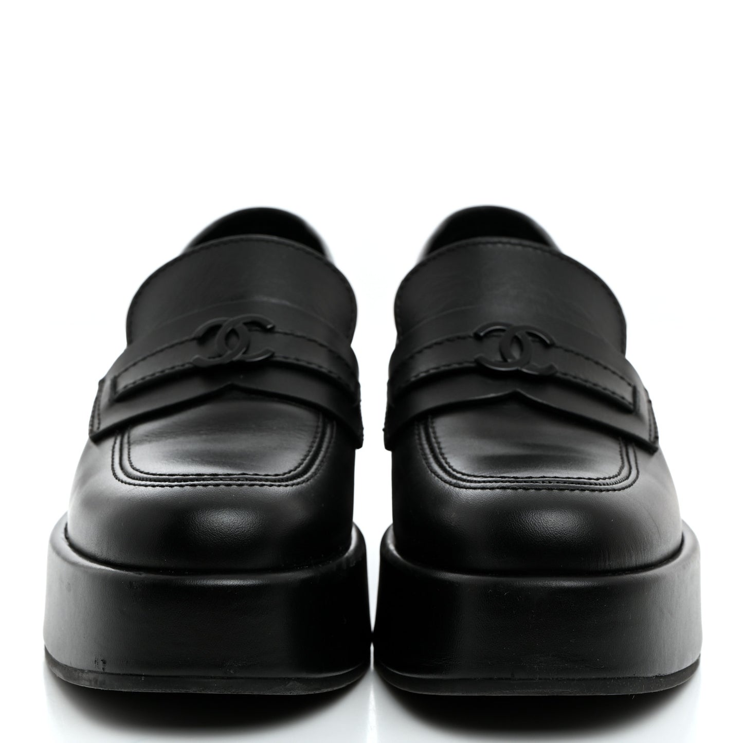 Calfskin CC Platform Loafers 36 Black