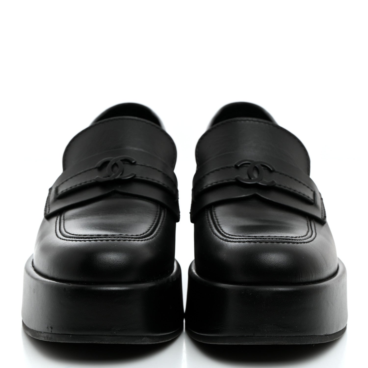 Chanel Calfskin CC Platform Loafers 36 Black 2 of 8