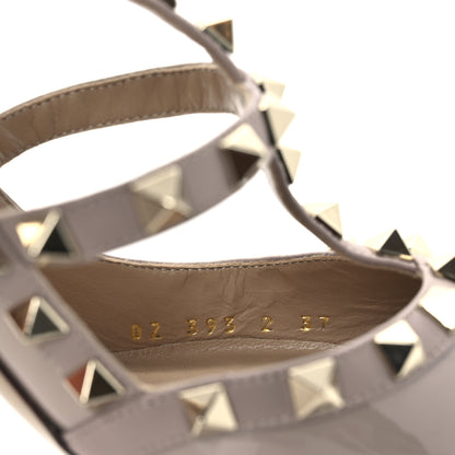 Valentino Garavani Patent Nappa Rockstud Ankle Strap 100mm Pumps 37 Poudre 10 of 13