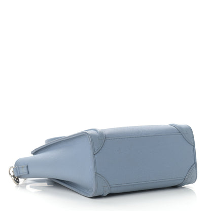 Celine Drummed Calfskin Nano Luggage Blue 3 of 8