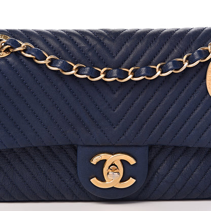 Chanel Lambskin Chevron Quilted Small Flap Navy 8 of 11