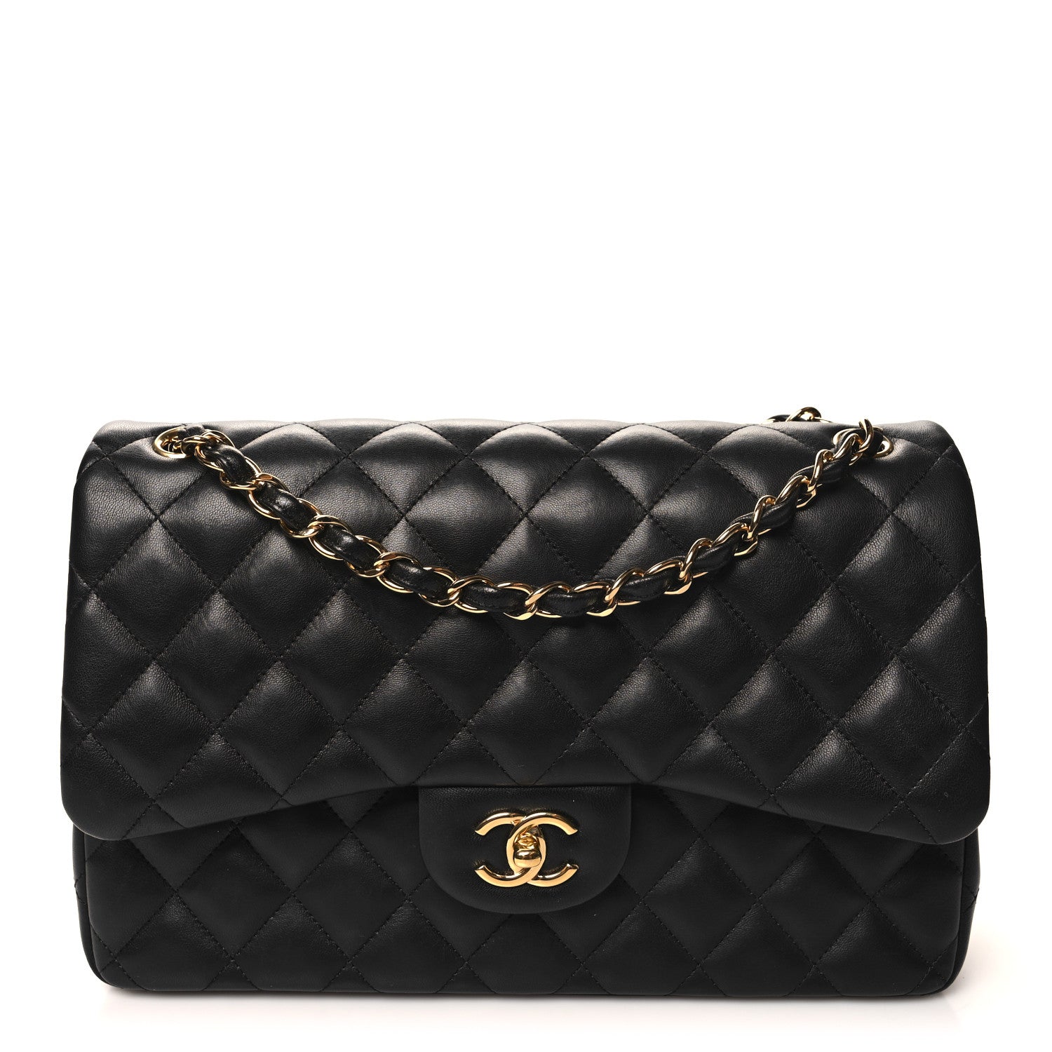 Chanel Lambskin Quilted Jumbo Double Flap Black 1 of 12