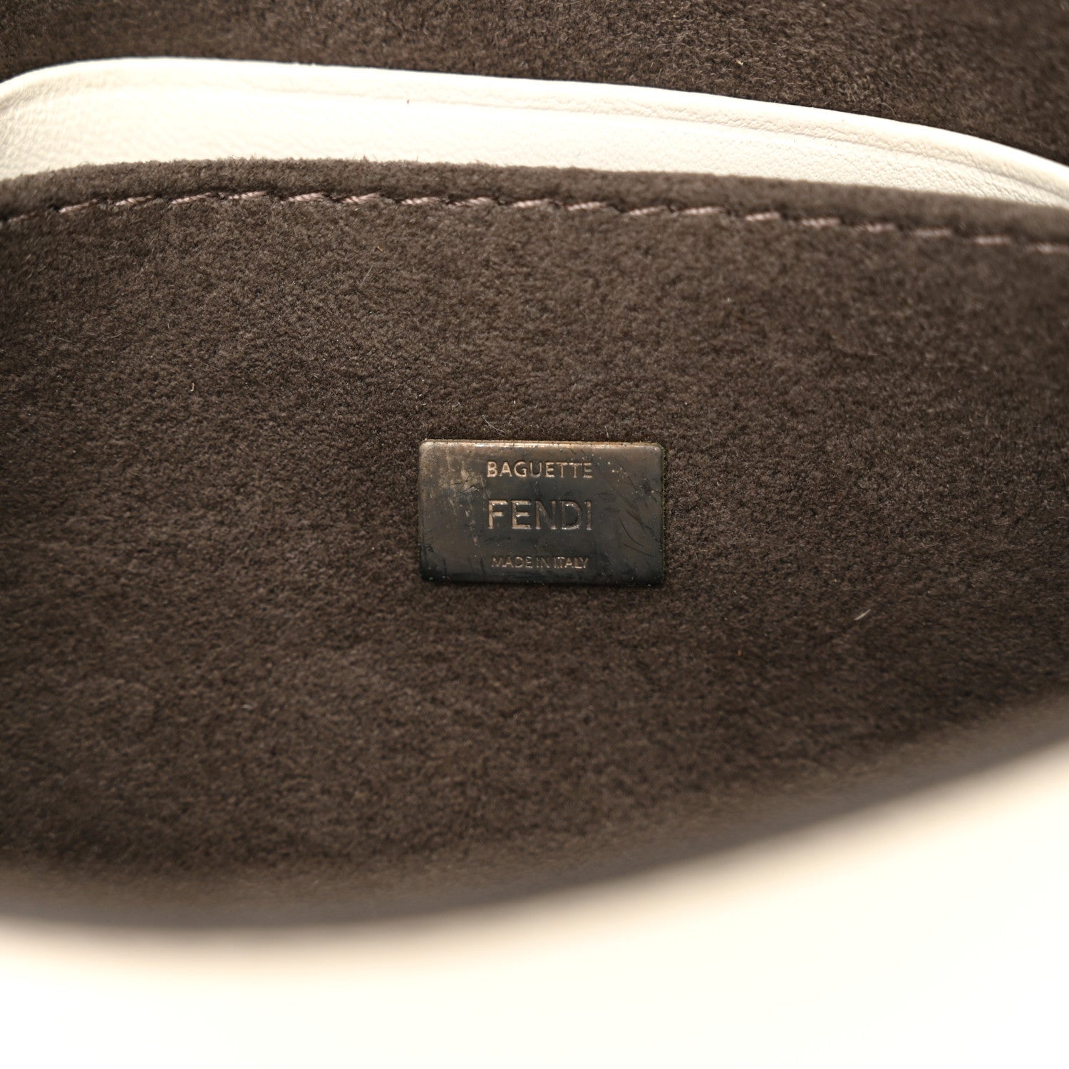 Fendi Nappa Rabbit Fox Fur Micro Buggie Baguette White Nirvana Black 6 of 11
