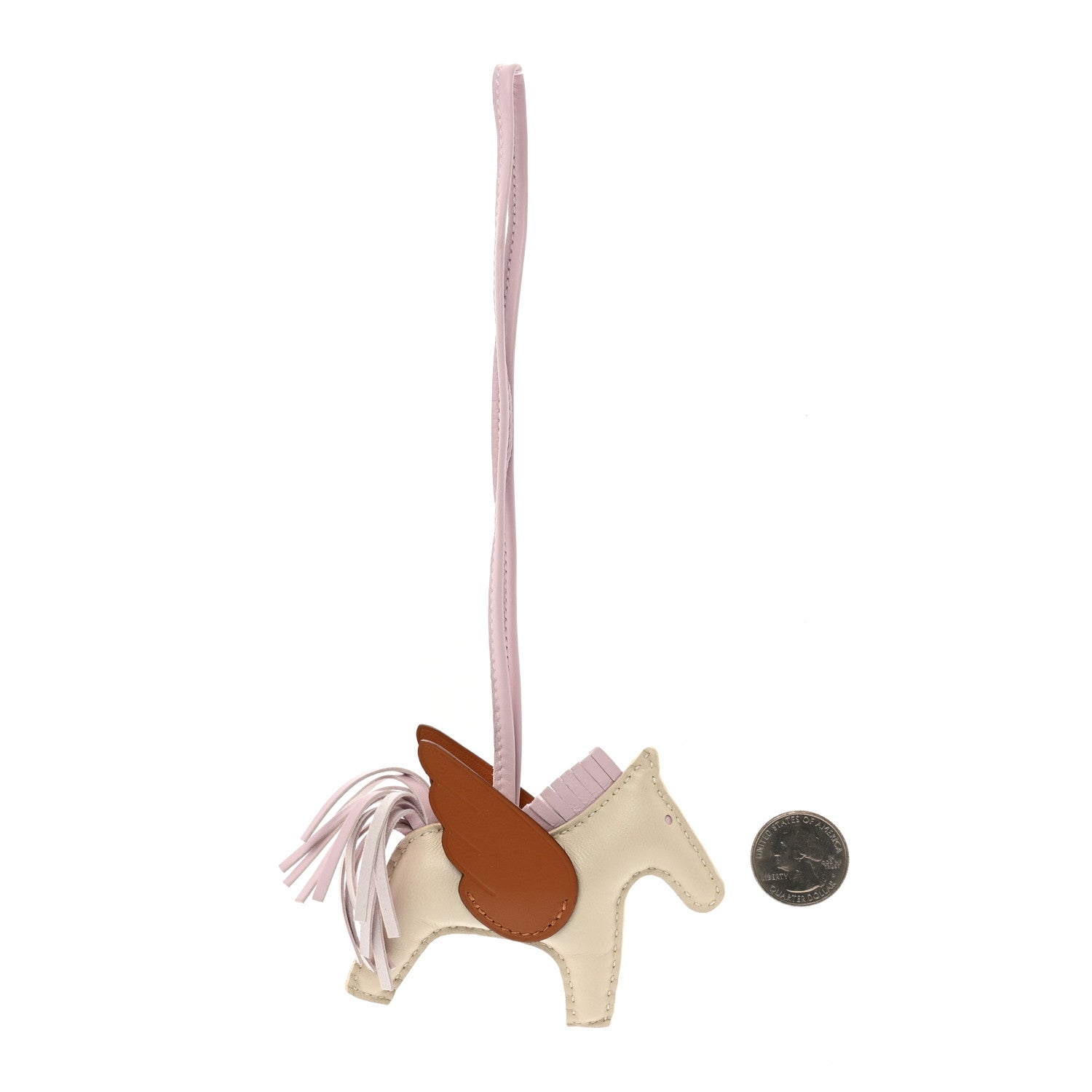 Hermes Milo Lambskin Grigri Rodeo Pegase Horse Bag Charm PM Craie Gold Mauve Pale 2 of 4