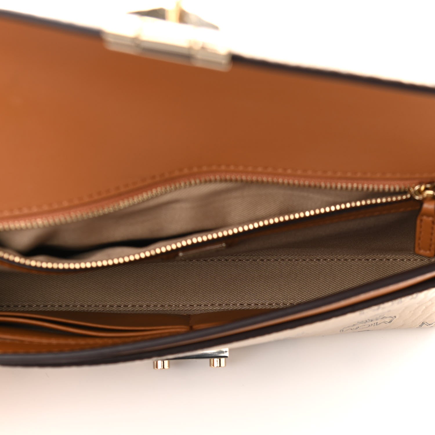 MCM Metallic Visetos Medium Millie Crossbody Bag Berlin Gold 5 of 10