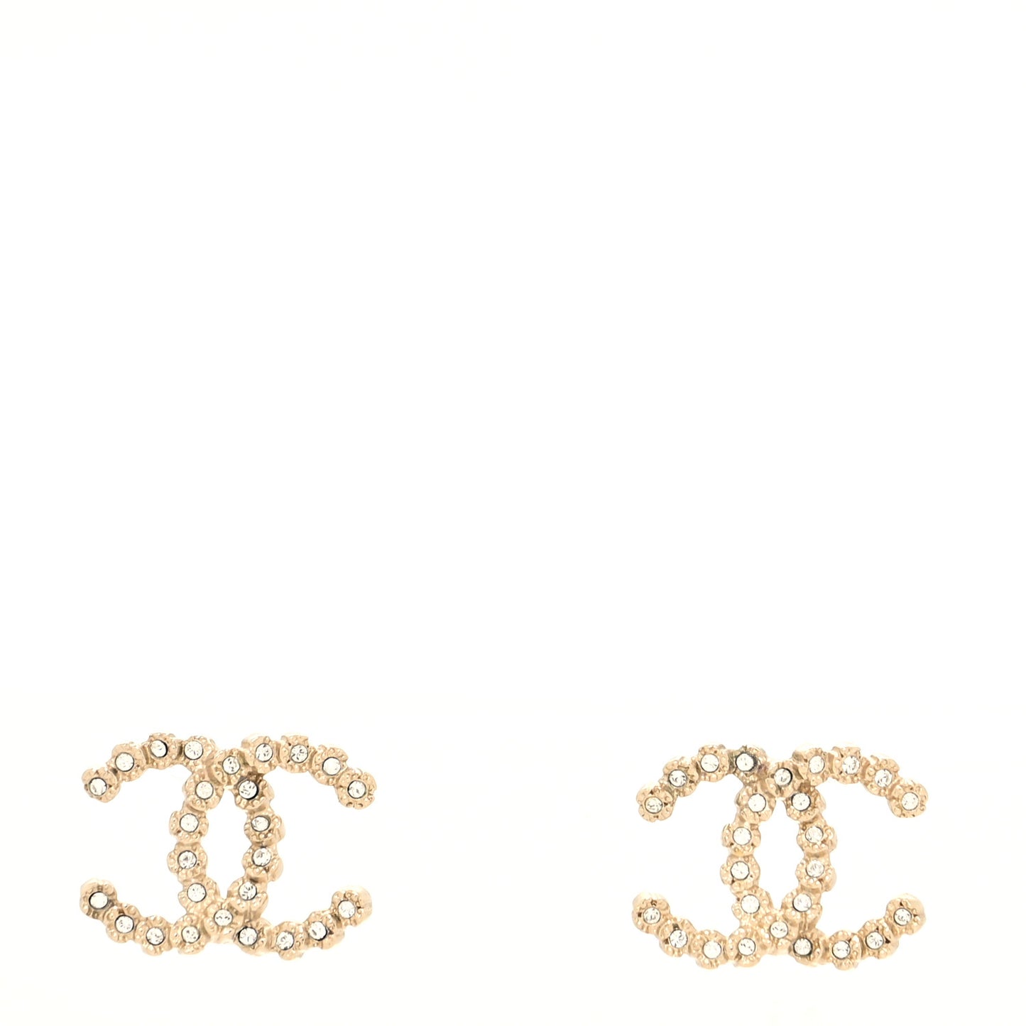 Crystal CC Large Camellia Stud Earrings Gold